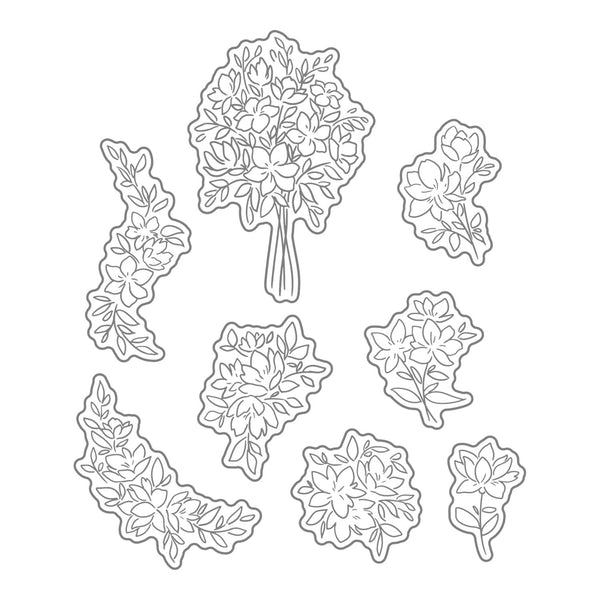Set of floral die cuts on a white background