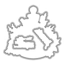 Metallic leaf-shaped cookie cutter on a white background