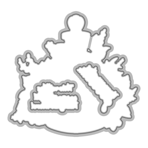 Metallic leaf-shaped cookie cutter on a white background