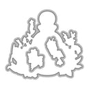 Metallic leaf-shaped cutting die on a white background