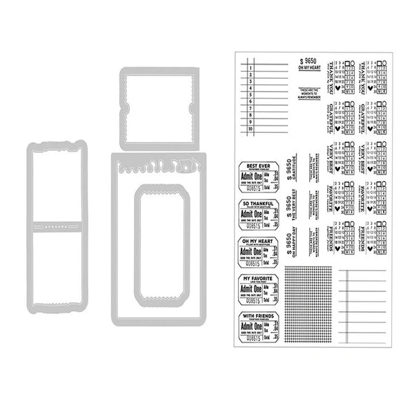 Set of die-cut templates with various shapes and text on a white background