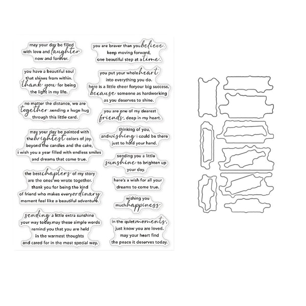 Sheet of printed text with motivational phrases and cut-out shapes on a white background