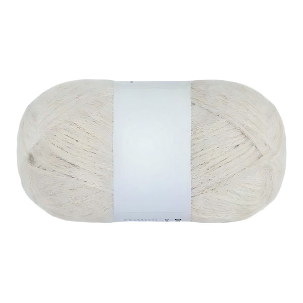 Ball of yarn with a white label on a white background