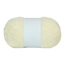 Ball of cream-colored yarn on a white background