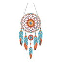 Colorful dreamcatcher with feathers on a white background