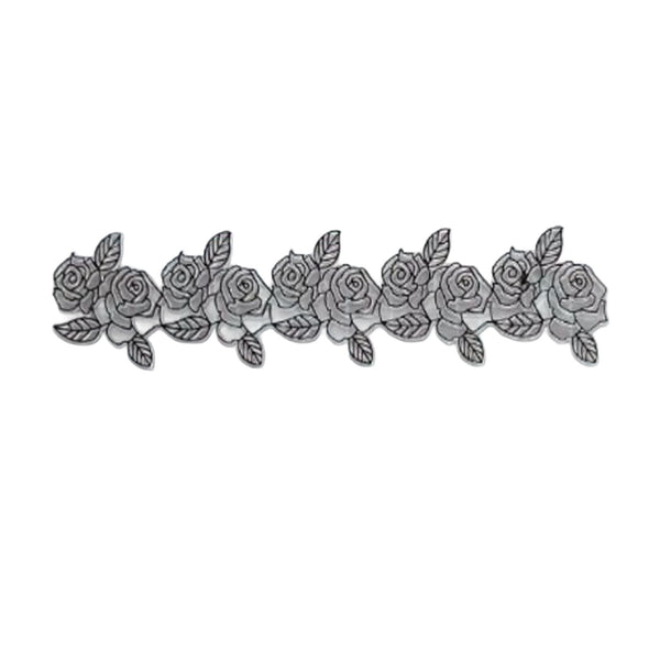 Decorative line of roses on a white background