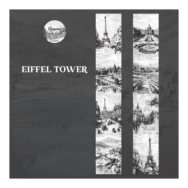 Book cover with Eiffel Tower design and text on a dark background