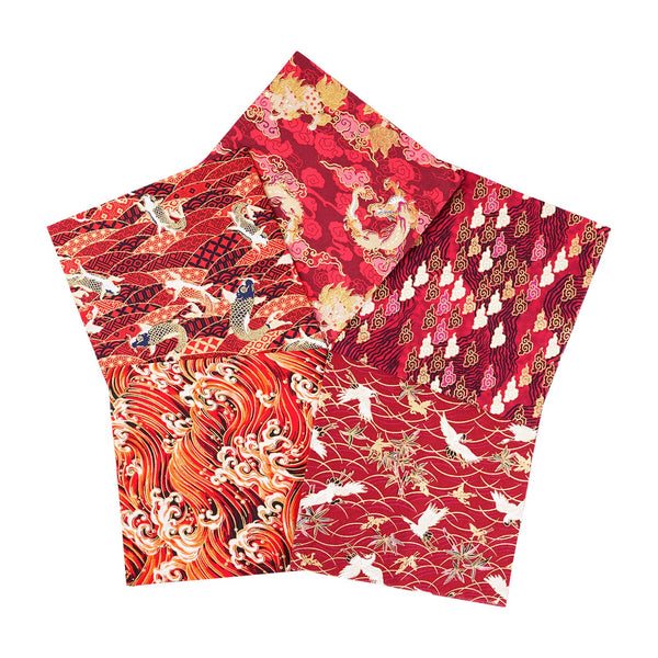 Poppy Crafts Fabric Fat Quarter Bundle - Japanese Designs Red