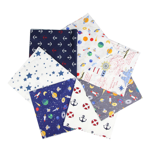 Poppy Crafts Fabric Fat Quarter Bundle - Space & Sea