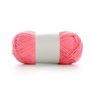 Pink skein of yarn on a white background