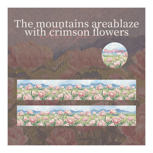 Book cover with mountain landscape and pink flowers, featuring 'Floral Queen' branding.