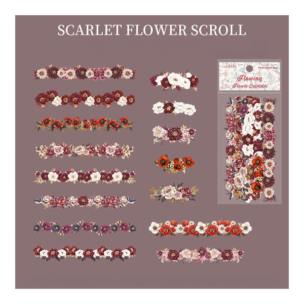 Poppy Crafts Flower Stickers - Scarlet Flower Scroll