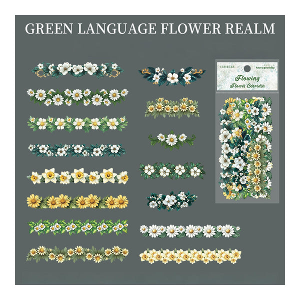 Poppy Crafts Flower Stickers - Green Language Flower Realm