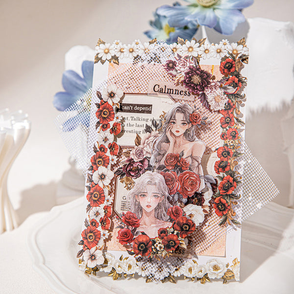 Poppy Crafts Flower Stickers - Scarlet Flower Scroll