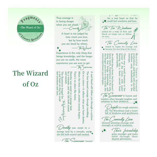 Poppy Crafts Fragments of Literary Quotations PET Sticker Roll - The Wizard of Oz