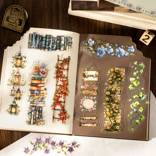 Poppy Crafts Full Garden of Books PET Stickers - Long Ladder of Flowers