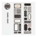 Collection of dark gray retro labels on a white background
