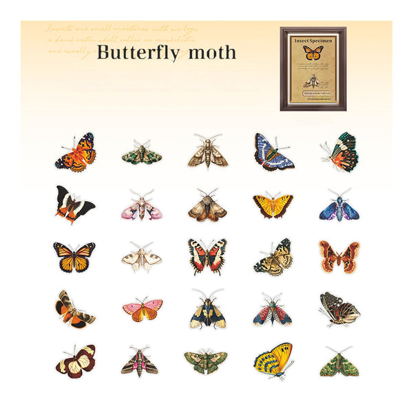 Poppy Crafts Insect Specimens PET Stickers - Butterfly Moth