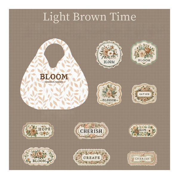 Poppy Crafts Cardstock Stickers - Numerous Flowers - Light Brown Time