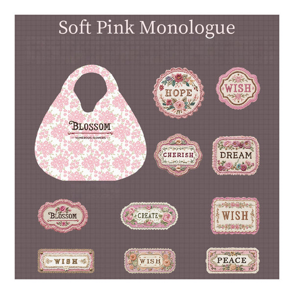 Poppy Crafts Cardstock Stickers - Numerous Flowers - Soft Pink Monologue