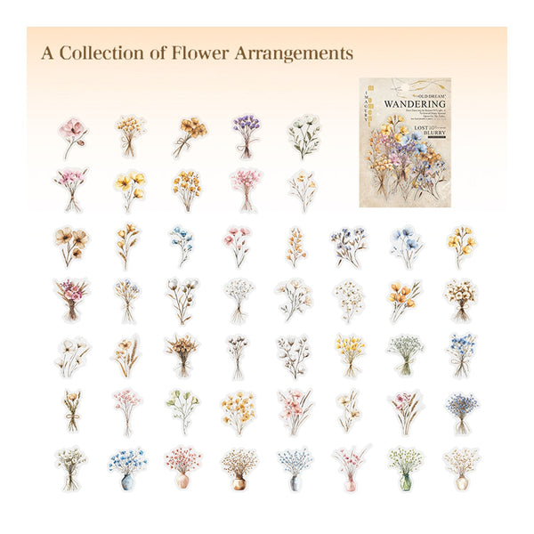 Poppy Crafts Old Dream Wandering PET Stickers - A Collection of Flower Arrangements