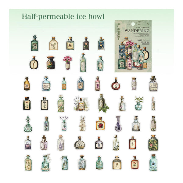 Poppy Crafts Old Dream Wandering PET Stickers - Half-Permeable Ice Bowl