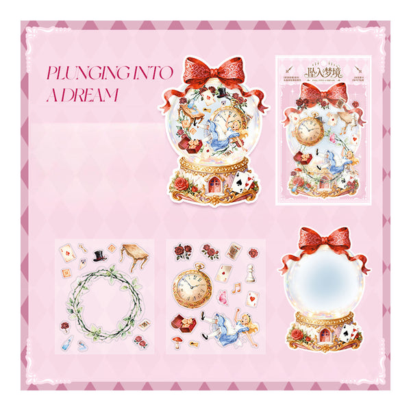 Sticker set with Cinderella theme on a pink background