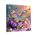 Canvas print of a colorful butterfly and flowers with a bokeh background