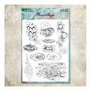 Clear stamp set with water droplet designs on a textured background