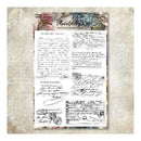 Vintage-style paper with text and floral elements on a textured background
