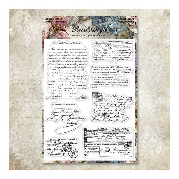 Vintage-style paper with text and floral elements on a textured background