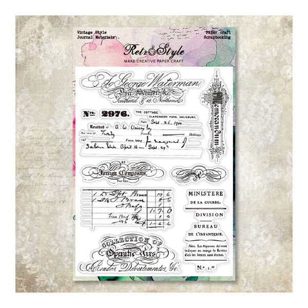 Vintage-style paper craft sheet with decorative text and designs on a textured background