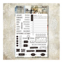 Collection of planner stickers with various designs on a textured background