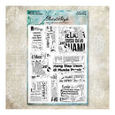 Sheet of retro-style newspaper clippings with text on a textured beige background