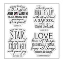 Set of four decorative stickers with religious text on a white background