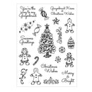 Collection of black Christmas-themed illustrations on a white background