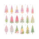 Set of colorful tree-shaped stickers on a white background