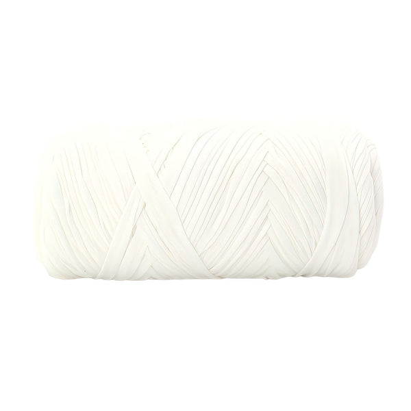 A spool of white braided cord or twine, photographed against a seamless white background.