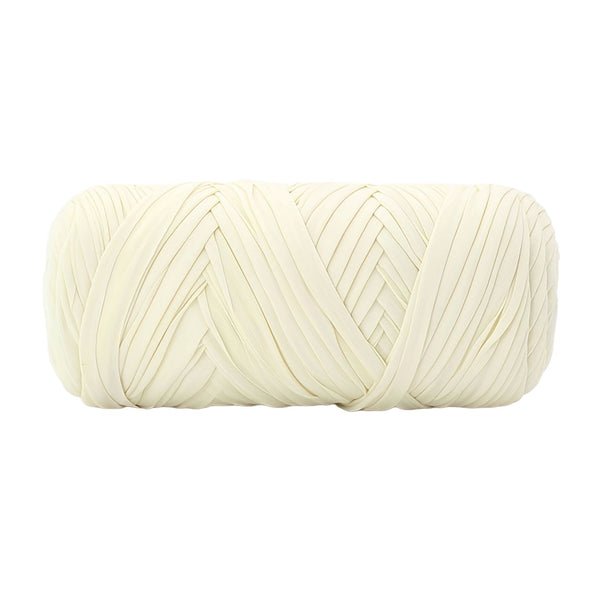 A spool of thick, cream-colored cord or rope, wound in a textured spiral pattern, shown against a plain white background.