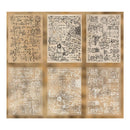 Set of six sheets with scientific diagrams and text on a beige background
