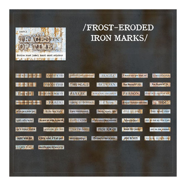 Poppy Crafts Traces of Time Hard Card Label Sticker - Frost-Eroded Iron Marks