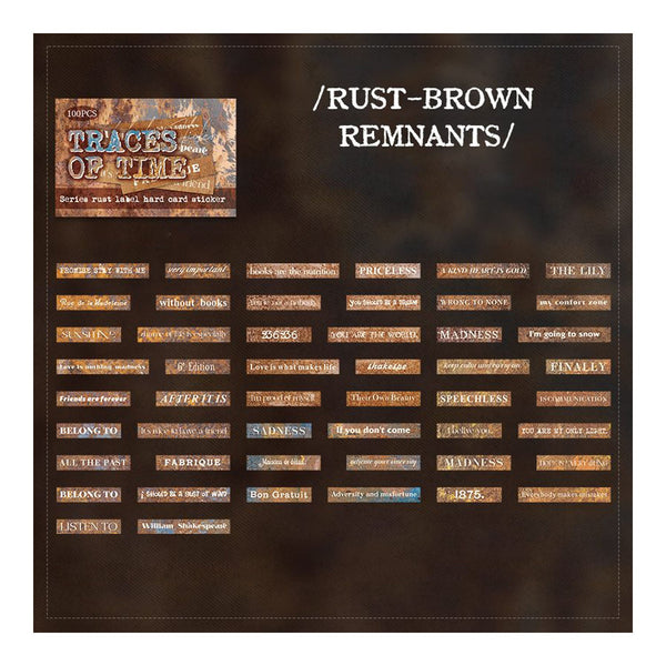 Poppy Crafts Traces of Time Hard Card Label Sticker - Rust Brown Remnants