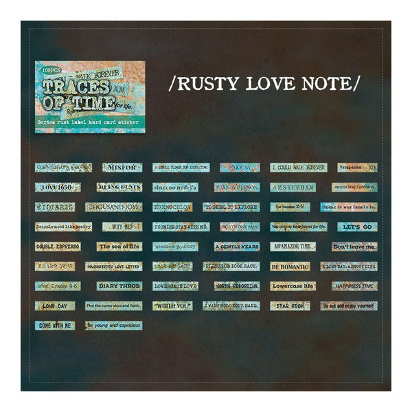 Poppy Crafts Traces of Time Hard Card Label Sticker - Rusty Love Note