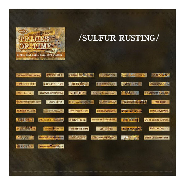 Poppy Crafts Traces of Time Hard Card Label Sticker - Sulphur Rusting
