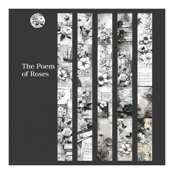 Poppy Crafts Page Scroll Washi Sticker Roll - The Poem of Roses