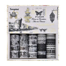 Set of black and white patterned paper rolls in a decorative box with 'Songda' branding.