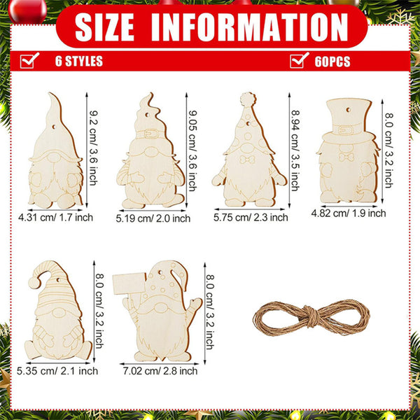 Poppy Crafts Wooden Ornaments Set - Christmas Collection - Friendly Gnomes