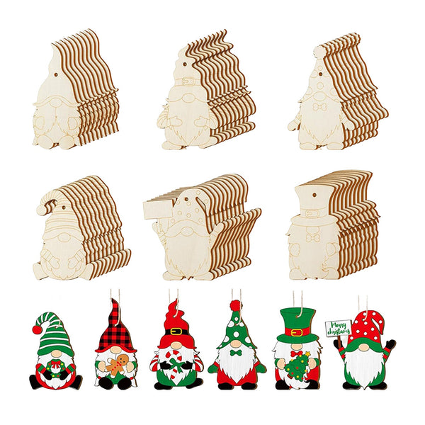 Poppy Crafts Wooden Ornaments Set - Christmas Collection - Friendly Gnomes