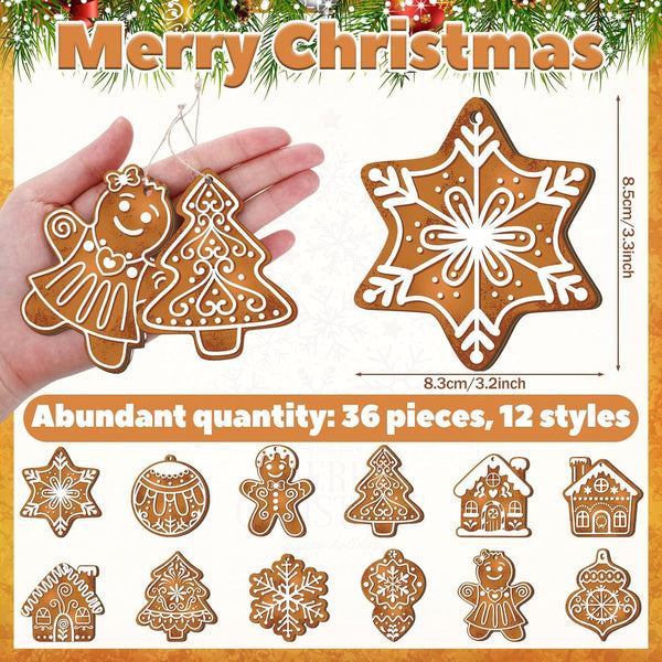 Poppy Crafts Wooden Ornaments Set - Christmas Collection - Gingerbread Cookies
