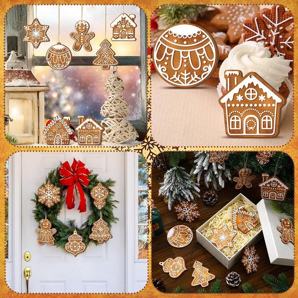 Poppy Crafts Wooden Ornaments Set - Christmas Collection - Gingerbread Cookies